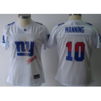 New York Giants #10 Eli Manning White Fem Fan Womens Jersey