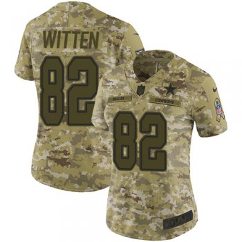 Nike Cowboys #82 Jason Witten Camo Women's Stitched NFL Limited 2018 Salute to Service Jersey