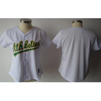Oakland Athletics Blank White With Green Womens Jersey