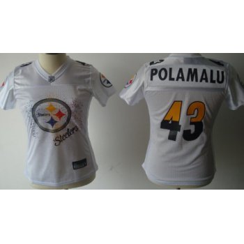 Pittsburgh Steelers #43 Polamalu White FEM FAN Womens Jersey