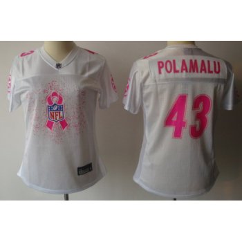 Pittsburgh Steelers #43 Troy Polamalu 2011 Breast Cancer Awareness White Womens Fashion Jersey