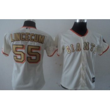 San Francisco Giants #55 Lincecum Cream With Gold Womens Jersey