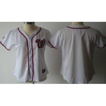 Washington Nationals Blank White With Red Womens Jersey