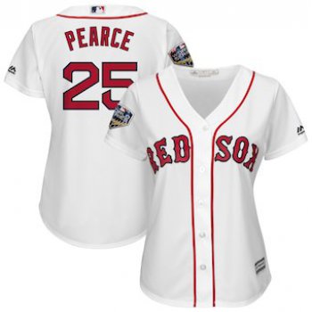 Women's Boston Red Sox 25 Steve Pearce Majestic White 2018 World Series Cool Base Player Jersey
