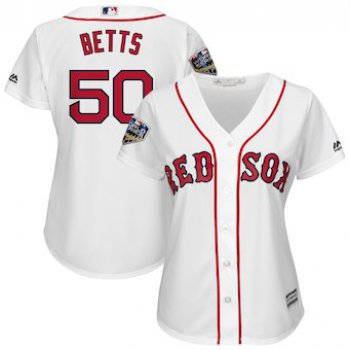 Women's Boston Red Sox 50 Mookie Betts Majestic White 2018 World Series Cool Base Player Jersey