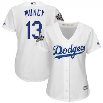 Women's Los Angeles Dodgers 13 Max Muncy Majestic White 2018 World Series Jersey