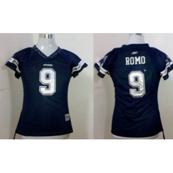 Dallas Cowboys #9 Romo Blue Womens Field Flirt Fashion Jersey