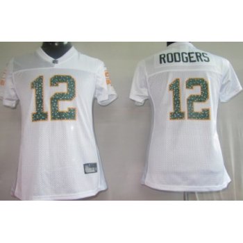Green Bay Packers #12 Rodgers White Womens Sweetheart Jersey