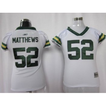 Green Bay Packers #52 Matthews White Womens Field Flirt Fashion Jersey