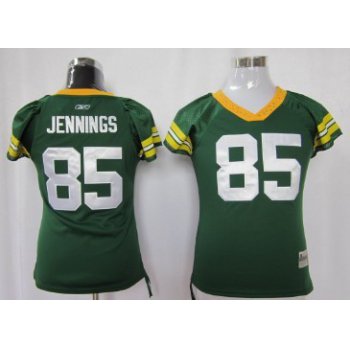 Green Bay Packers #85 Jennings Green Womens Field Flirt Fashion Jersey