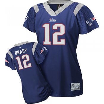 New England Patriots #12 Brady Blue Womens Field Flirt Fashion Jersey