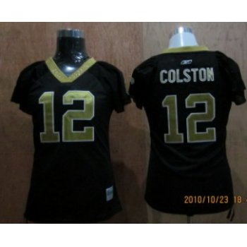 New Orleans Saints #12 Colston Black Womens Field Flirt Fashion Jersey