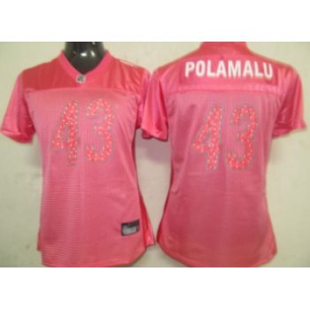 Pittsburgh Steelers #43 Polamalu Pink Womens Sweetheart Jersey