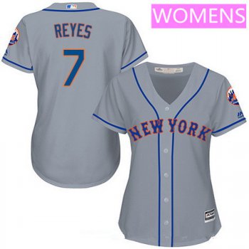 Women's New York Mets #7 Jose Reyes Gray Road Stitched MLB Majestic Cool Base Jersey
