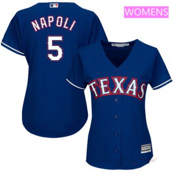 Women's Texas Rangers #5 Mike Napoli Royal Blue Alternate Stitched MLB Majestic Cool Base Jersey