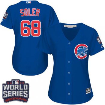 Cubs #68 Jorge Soler Blue Alternate 2016 World Series Bound Women's Stitched MLB Jersey