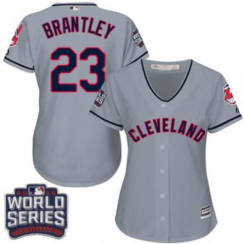Indians #23 Michael Brantley Grey 2016 World Series Bound Women's Road Stitched MLB Jersey
