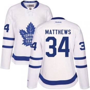 Women's Toronto Maple Leafs #34 Auston Matthews White Away Stitched NHL 2016-17 Reebok Hockey Jersey