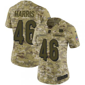 Nike Bengals #46 Clark Harris Camo Women's Stitched NFL Limited 2018 Salute to Service Jersey