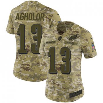 Nike Eagles #13 Nelson Agholor Camo Women's Stitched NFL Limited 2018 Salute to Service Jersey