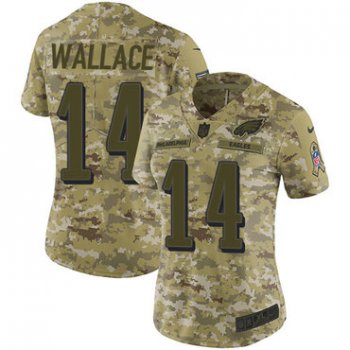 Nike Eagles #14 Mike Wallace Camo Women's Stitched NFL Limited 2018 Salute to Service Jersey