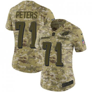 Nike Eagles #71 Jason Peters Camo Women's Stitched NFL Limited 2018 Salute to Service Jersey