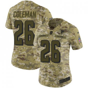 Nike Falcons #26 Tevin Coleman Camo Women's Stitched NFL Limited 2018 Salute to Service Jersey
