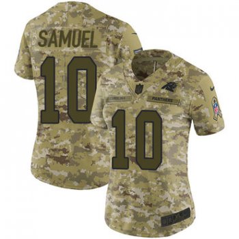 Nike Panthers #10 Curtis Samuel Camo Women's Stitched NFL Limited 2018 Salute to Service Jersey