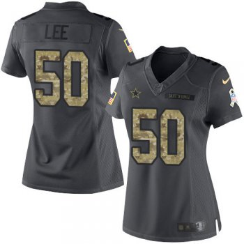 Women's Dallas Cowboys #50 Sean Lee Black Anthracite 2016 Salute To Service Stitched NFL Nike Limited Jersey