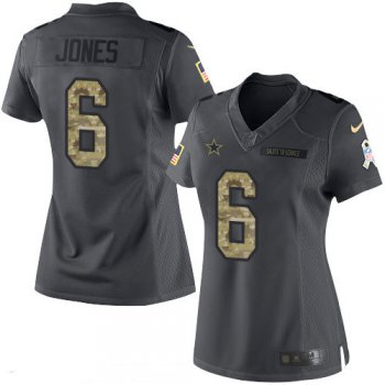 Women's Dallas Cowboys #6 Chris Jones Black Anthracite 2016 Salute To Service Stitched NFL Nike Limited Jersey