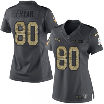 Women's New England Patriots #80 Irving Fryar Black Anthracite 2016 Salute To Service Stitched NFL Nike Limited Jersey