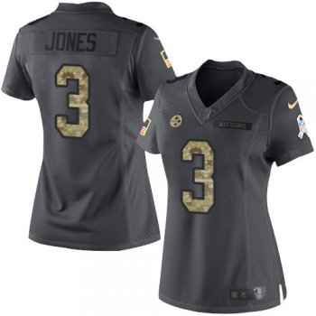 Women's Pittsburgh Steelers #3 Landry Jones Black Anthracite 2016 Salute To Service Stitched NFL Nike Limited Jersey