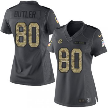 Women's Pittsburgh Steelers #80 Jack Butler Black Anthracite 2016 Salute To Service Stitched NFL Nike Limited Jersey