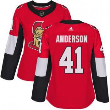 Adidas Senators #41 Craig Anderson Red Home Authentic Women's Stitched NHL Jersey