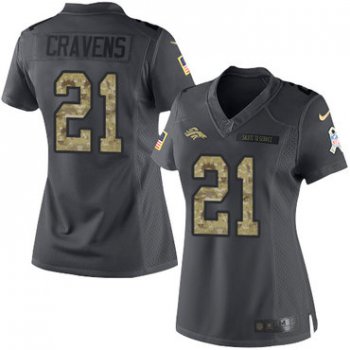 Nike Broncos #21 Su'a Cravens Black Women's Stitched NFL Limited 2016 Salute to Service Jersey
