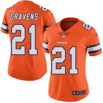 Nike Broncos #21 Su'a Cravens Orange Women's Stitched NFL Limited Rush Jersey