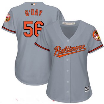 Women's Baltimore Orioles #56 Darren O'Day Gray Road Stitched MLB Majestic Cool Base Jersey