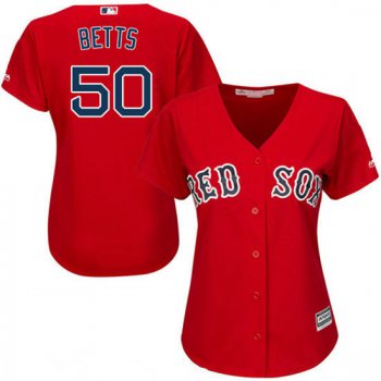 Women's Boston Red Sox #50 Mookie Betts Red Stitched MLB Majestic Cool Base Jersey