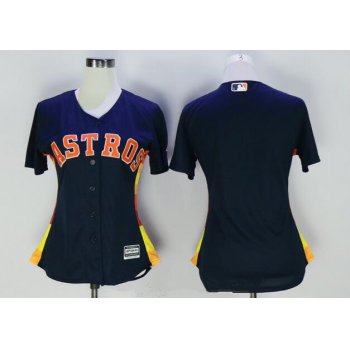 Women's Houston Astros Blank Navy Blue Stitched MLB Majestic Cool Base Jersey