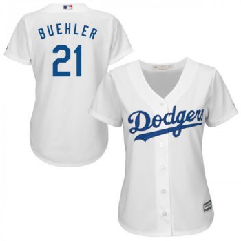Women's Los Angeles Dodgers #21 Walker Buehler Player Authentic White Cool Base Home Jersey