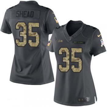 Women's Seattle Seahawks #35 DeShawn Shead Black Anthracite 2016 Salute To Service Stitched NFL Nike Limited Jersey