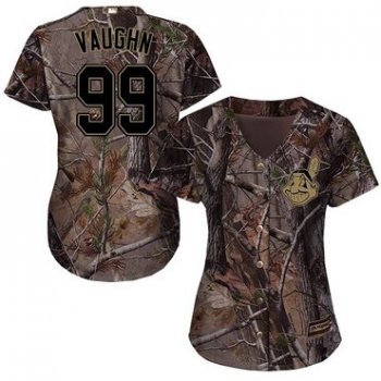 Cleveland Indians #99 Ricky Vaughn Camo Realtree Collection Cool Base Women's Stitched Baseball Jersey