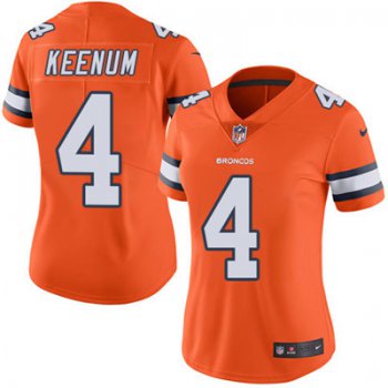 Nike Denver Broncos #4 Case Keenum Orange Women's Stitched NFL Limited Rush Jersey
