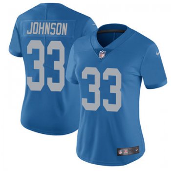 Nike Detroit Lions #33 Kerryon Johnson Blue Throwback Women's Stitched NFL Vapor Untouchable Limited Jersey