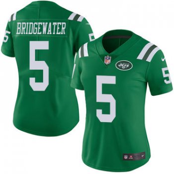 Nike New York Jets #5 Teddy Bridgewater Green Women's Stitched NFL Limited Rush Jersey
