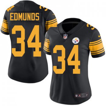 Nike Pittsburgh Steelers #34 Terrell Edmunds Black Women's Stitched NFL Limited Rush Jersey