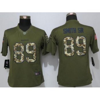 Women's Baltimore Ravens #89 Steve Smith Sr Green Salute to Service NFL Nike Limited Jersey