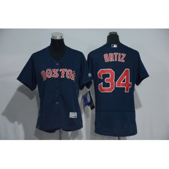 Women's Boston Red Sox #34 David Ortiz Navy Blue 2016 Flexbase Stitched Baseball Jersey