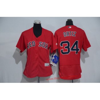 Women's Boston Red Sox #34 David Ortiz Orange 2016 Flexbase Stitched Baseball Jersey
