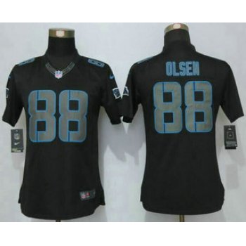 Women's Carolina Panthers #88 Greg Olsen Black Impact Stitched NFL Nike Limited Jersey
